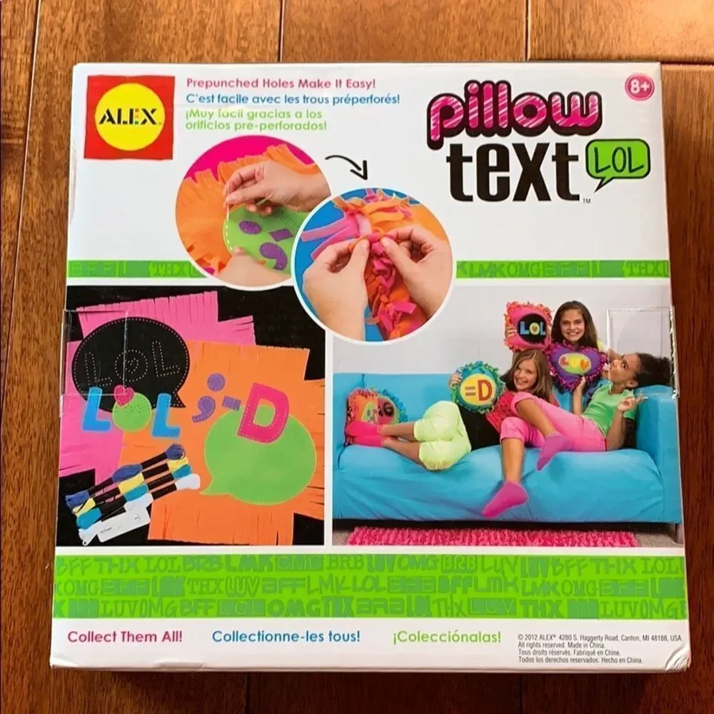 Pillow Text Stitch and Knot Craft for Girls New